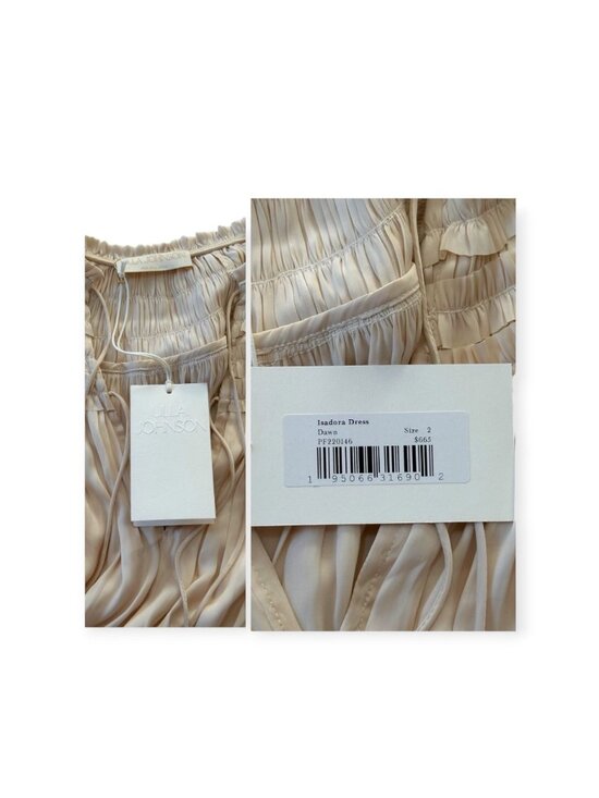 Ulla Johnson Isadora Plisse Midi Dress Dawn Cream Size 2 NWT Flutter Sleeve - Picture 6 of 16